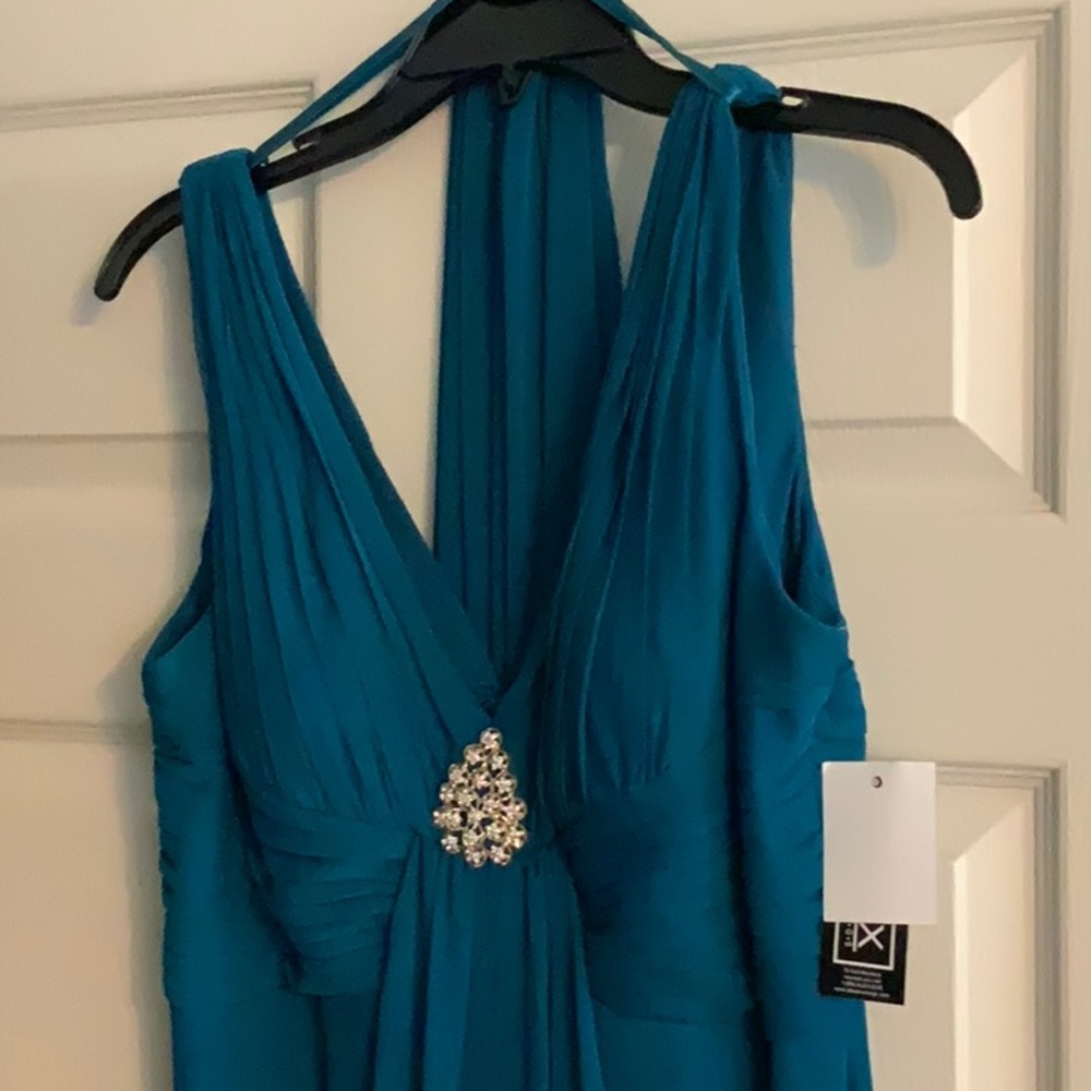 Teal evening dress